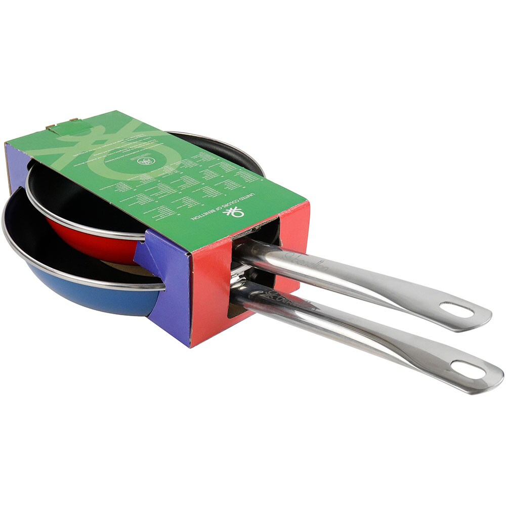 Set tigai BENETTON, 2 piese, 20-24cm, aluminiu, rosu-albastru