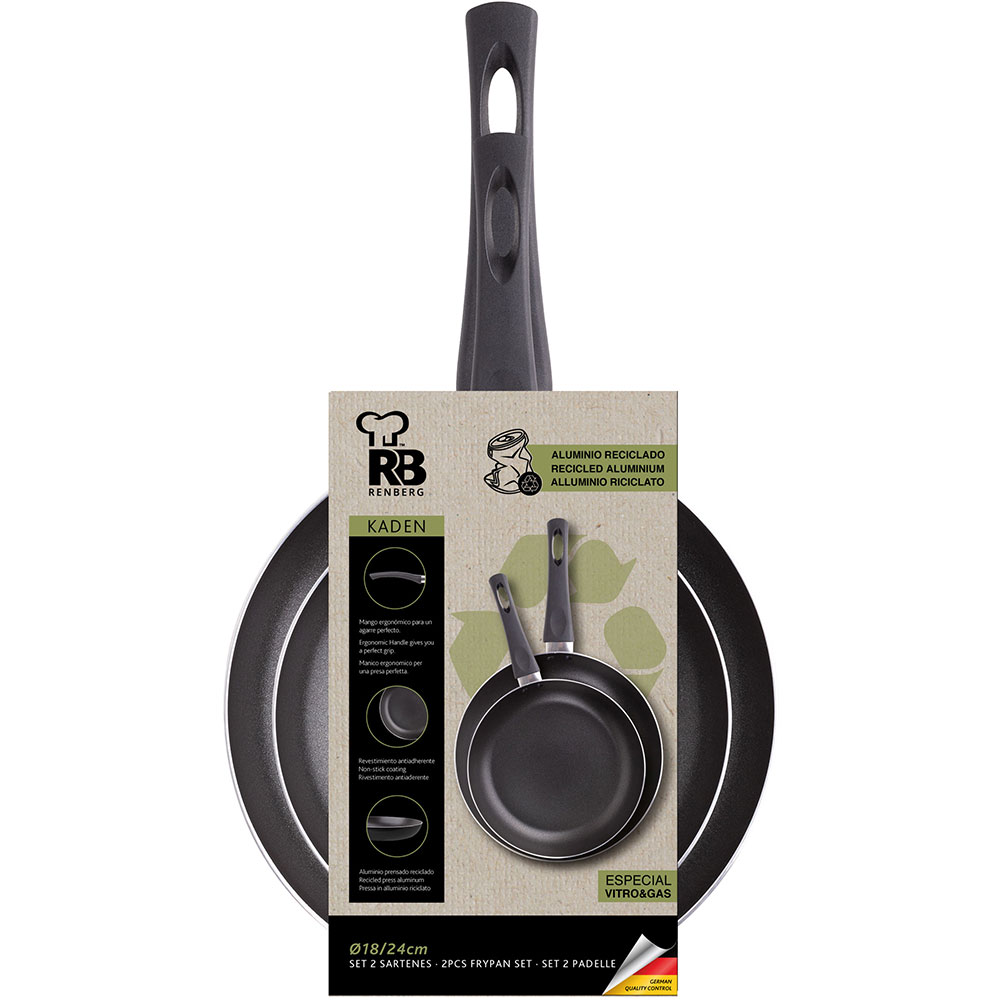 Set tigai RENBERG Kaden, 2 piese, 18-24cm, aluminiu, negru