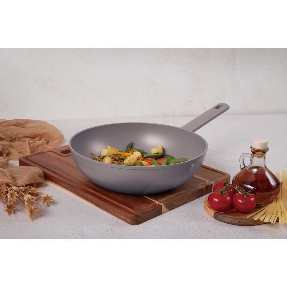 Tigaie Wok BERLINGER HAUS BH8093 Taupe Collection, 28cm, aluminiu, gri