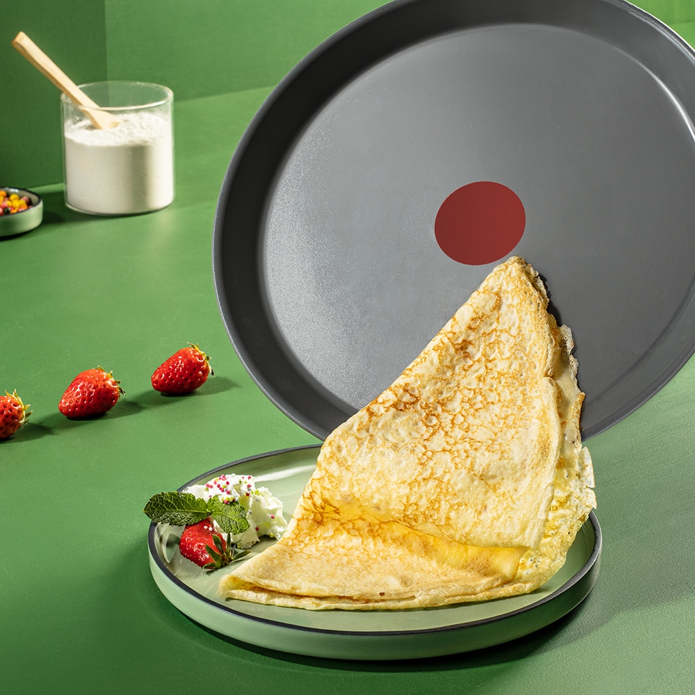 Tigaie pentru clatite TEFAL Renew+ C4243853, 25 cm, aluminiu, Thermo-Signal, gri