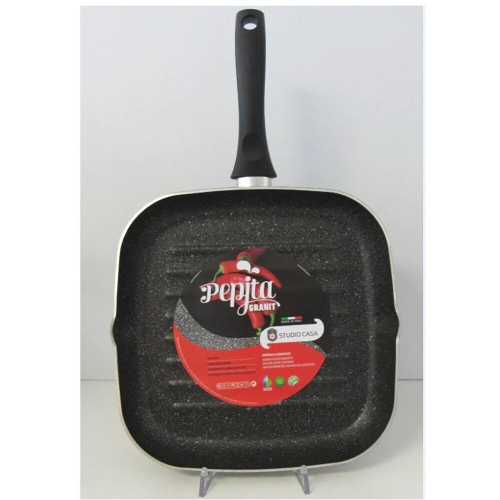 Tigaie grill STUDIO CASA Pepita Granit, 28x28cm, aluminiu, gri