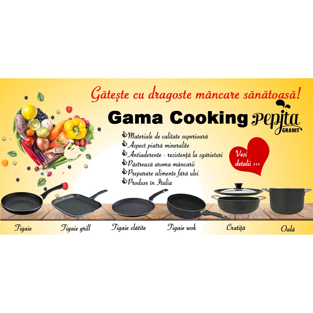 Tigaie inalta STUDIO CASA Pepita Granit, 26cm, aluminiu, gri