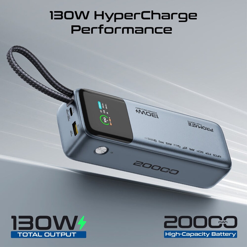 Baterie externa PROMATE Titan-130Pro, 20000mAh, 2x USB-C, 1x USB-A, albastru
