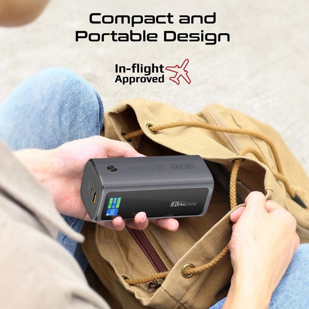 Baterie externa PROMATE Titan-130RC, 20000 mAh, 1x USB-A, 1x USB-C, gri