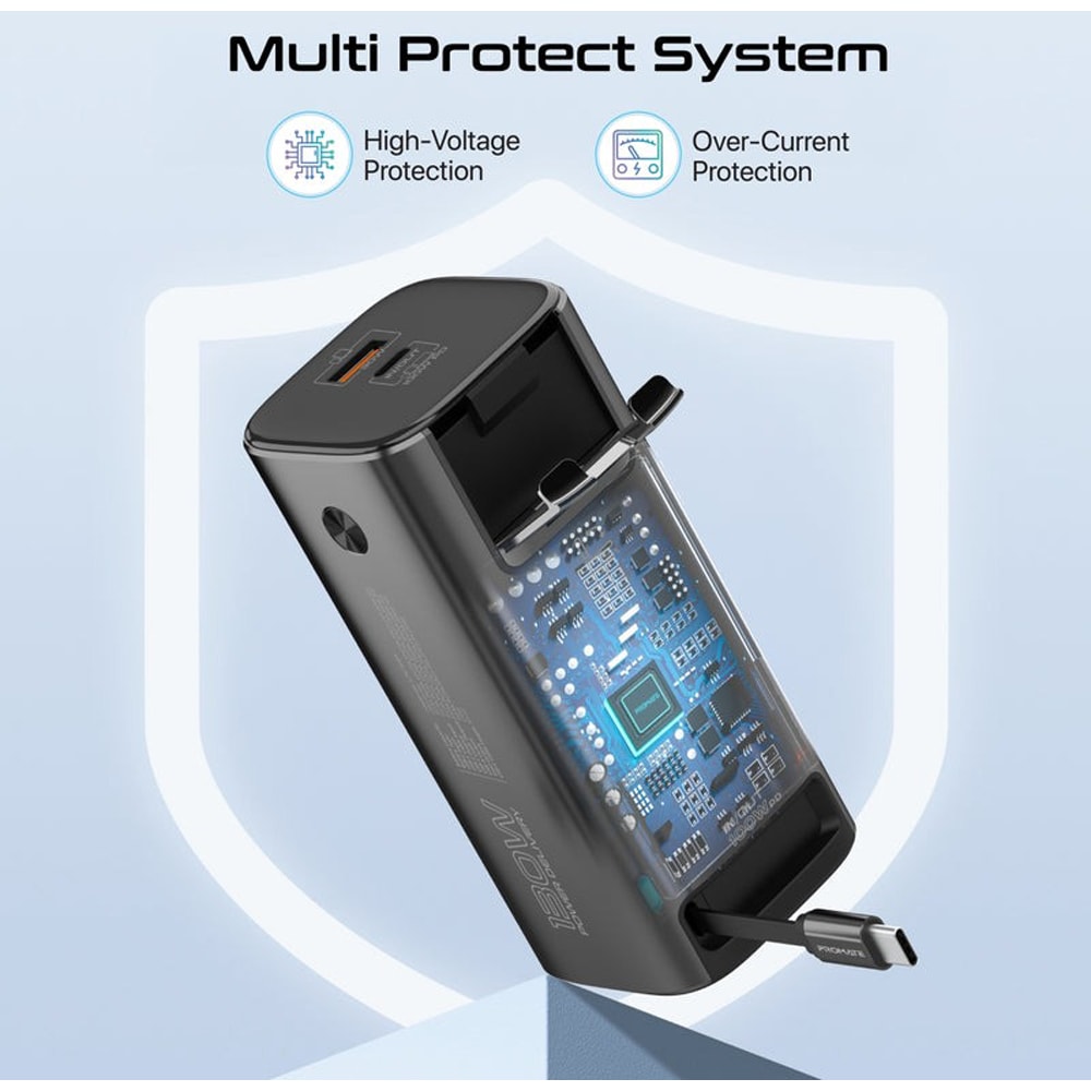 Baterie externa PROMATE Titan-130RC, 20000 mAh, 1x USB-A, 1x USB-C, gri