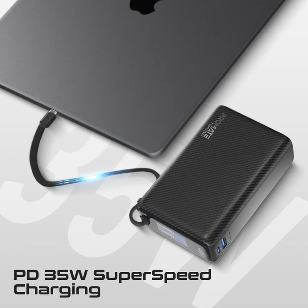 Baterie externa PROMATE Titan-35W, 20000mAh, 1x USB-A, 1x USB-C Power Delivery (PD) 35W, negru