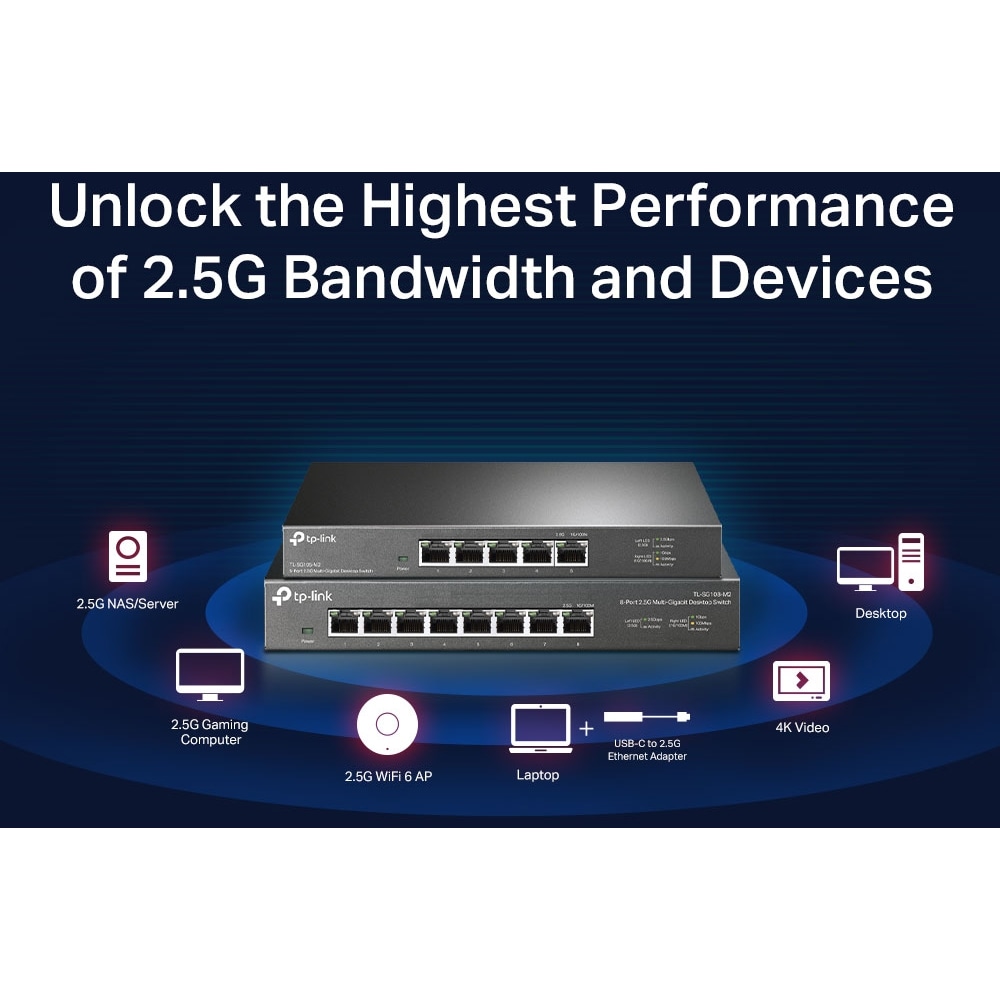 Switch TP-LINK TL-SG105-M2, 5 porturi, 2.5 Gbp, negru