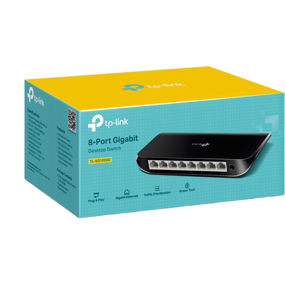 Switch TP-LINK TL-SG1008D, 8 porturi, Gigabit, negru