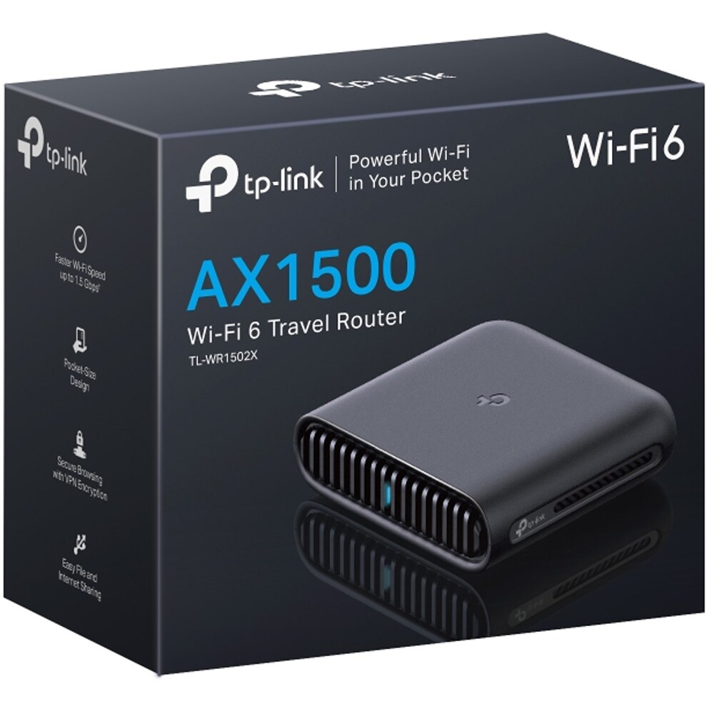 Router Wireless portabil TP-LINK TL-WR1502X, Dual Band 300+1201Mbps, negru