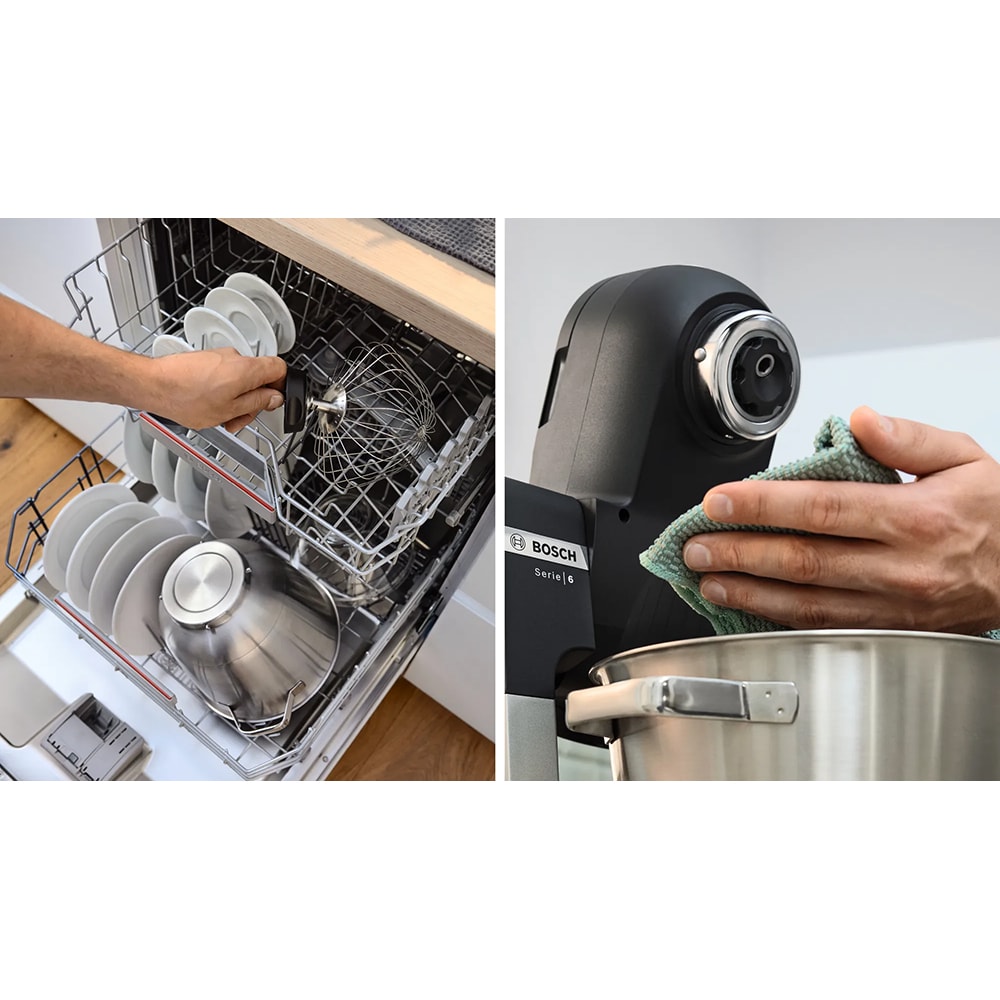 Robot de bucatarie BOSCH Seria 6 MUMS6ZS00, vas 5.5l, 1600W, 7 trepte viteza, negru-argintiu