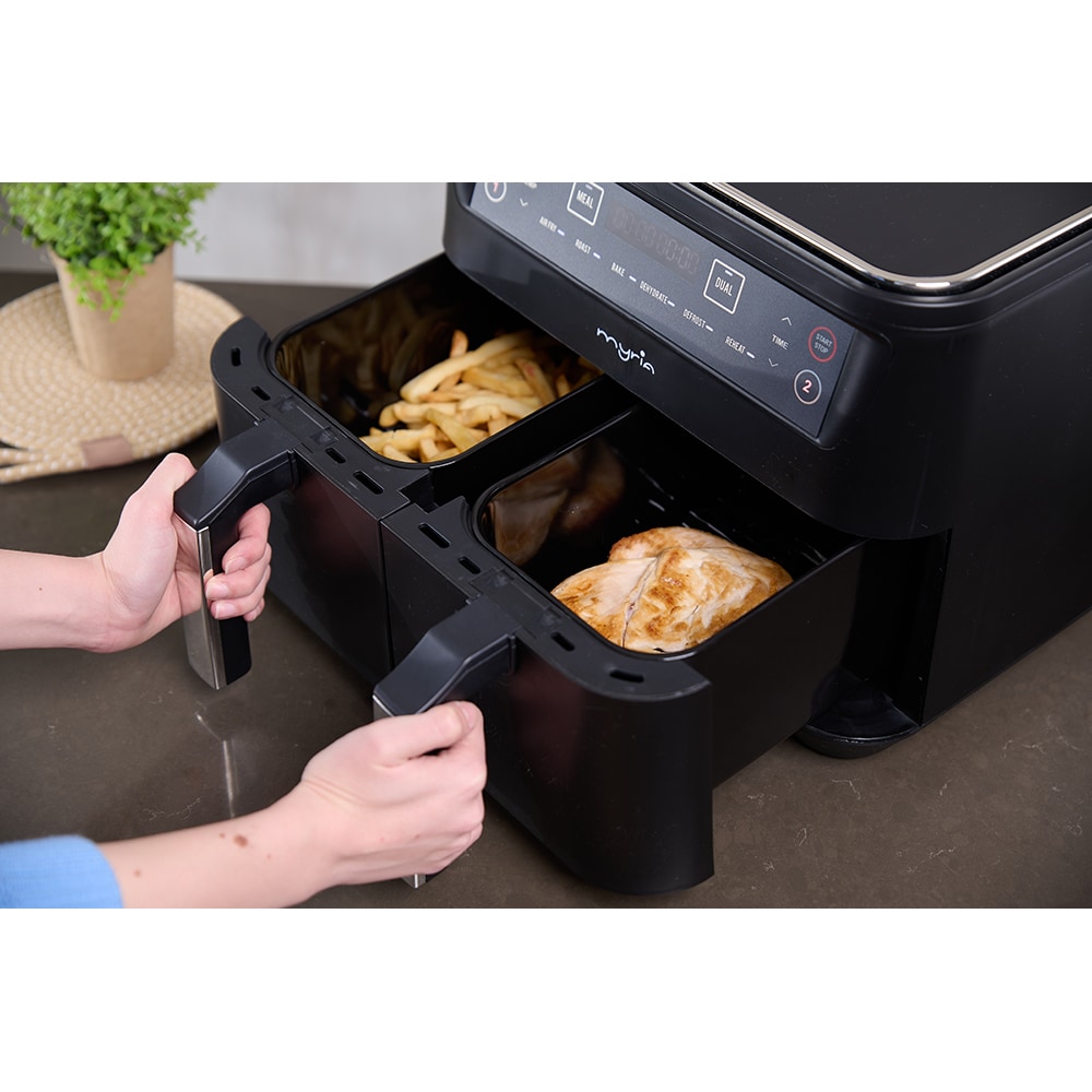 Friteuza cu aer cald dubla MYRIA MY4494BK, 8l, 2460W, negru-argintiu