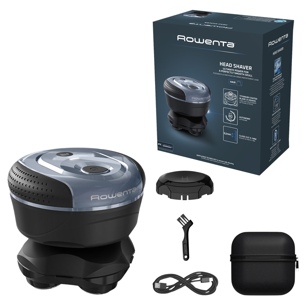 Aparat de ras pentru cap ROWENTA Head Shaver TN3110E0, acumulator, autonomie 80 min, albastru-negru
