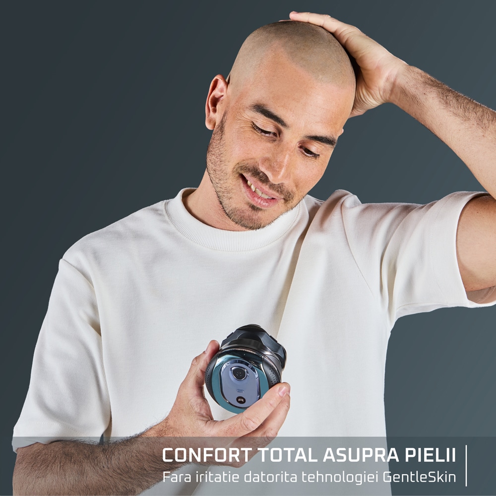 Aparat de ras pentru cap ROWENTA Head Shaver TN3110E0, acumulator, autonomie 80 min, albastru-negru