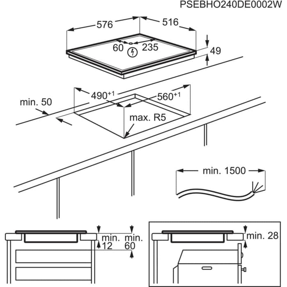 Plita incorporabila AEG TN64IA00XB, Inductie, 4 arzatoare, Touch Control, negru