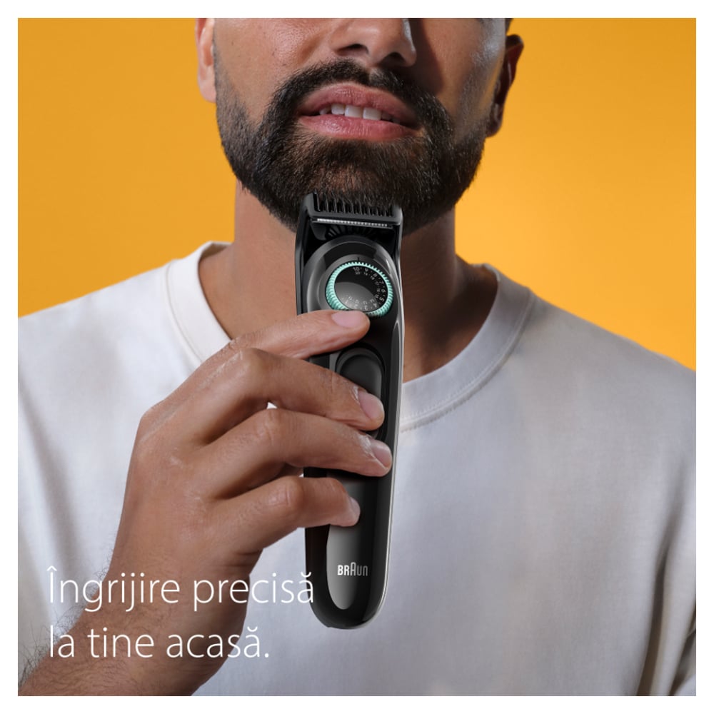 Aparat de tuns barba BRAUN BT3411, acumulator, 50 min autonomie, Wet&Dry, negru-verde