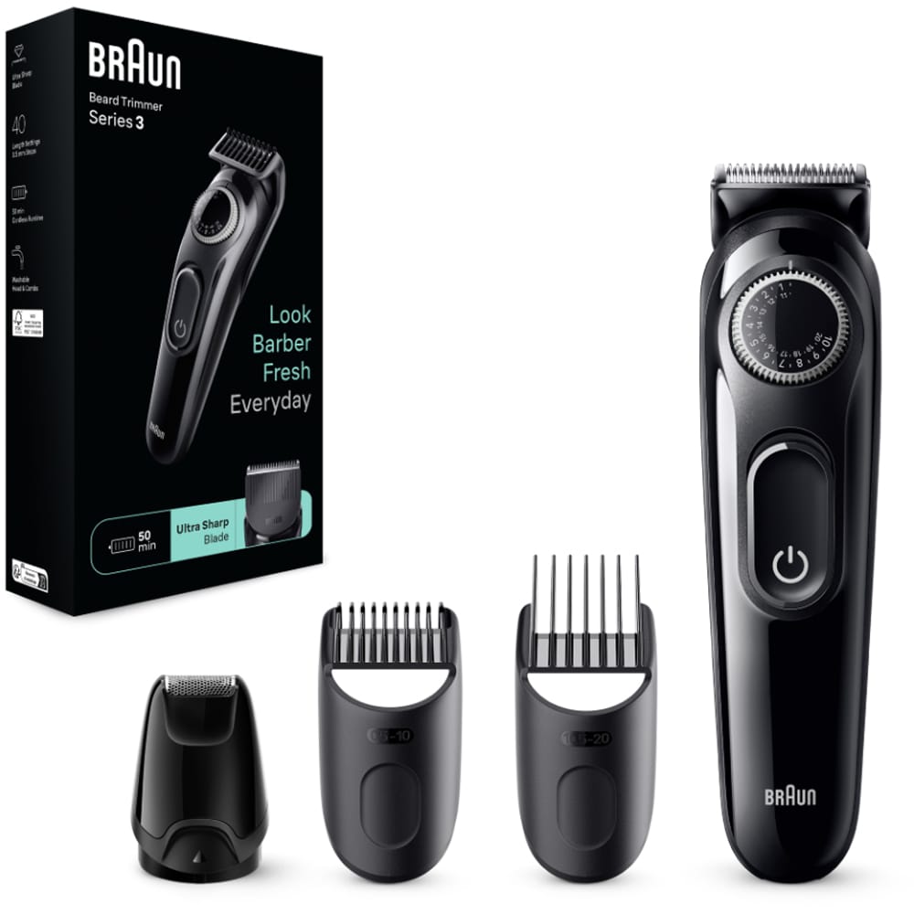 Aparat de tuns barba BRAUN BT3420, acumulator, 50 min autonomie, Wet&Dry, negru-gri