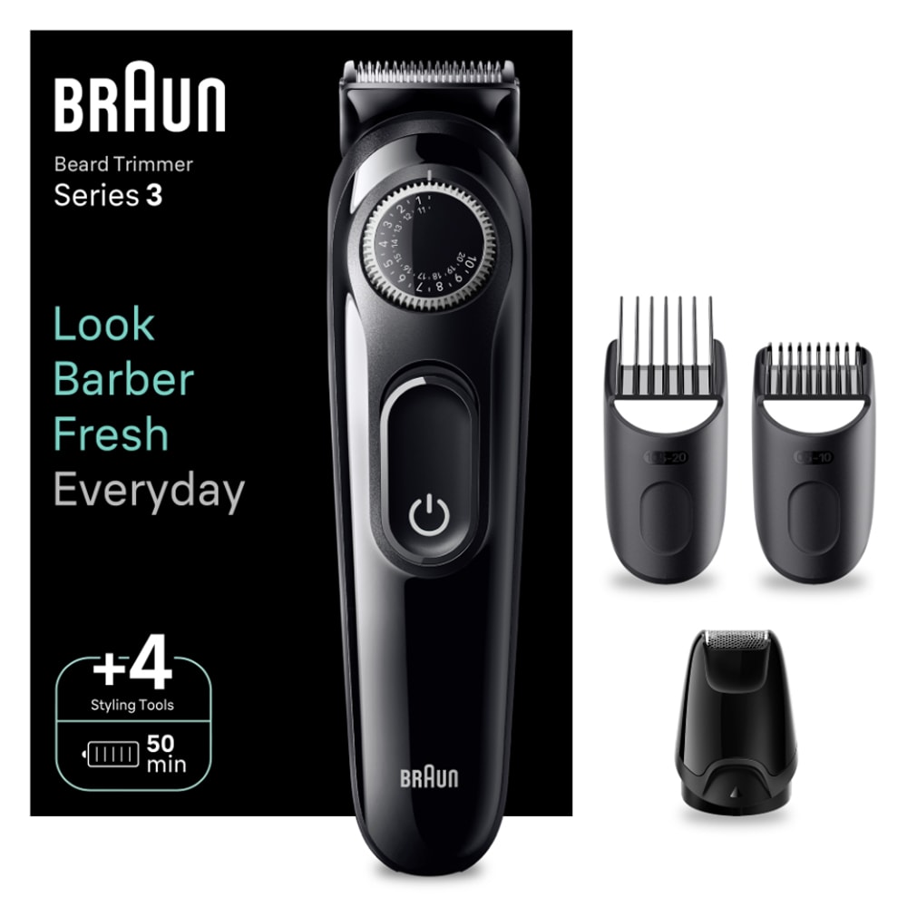 Aparat de tuns barba BRAUN BT3420, acumulator, 50 min autonomie, Wet&Dry, negru-gri