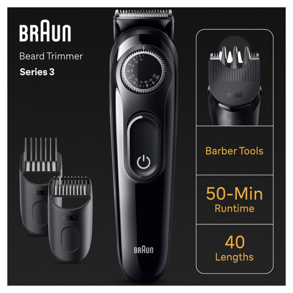 Aparat de tuns barba BRAUN BT3420, acumulator, 50 min autonomie, Wet&Dry, negru-gri