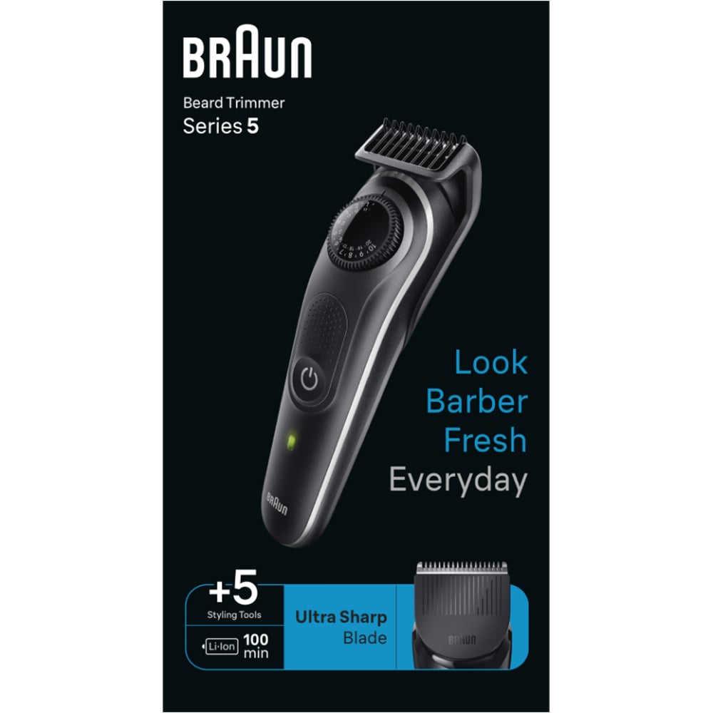 Aparat de tuns barba BRAUN BT5421, acumulator, 100 min autonomie, Wet&Dry, negru