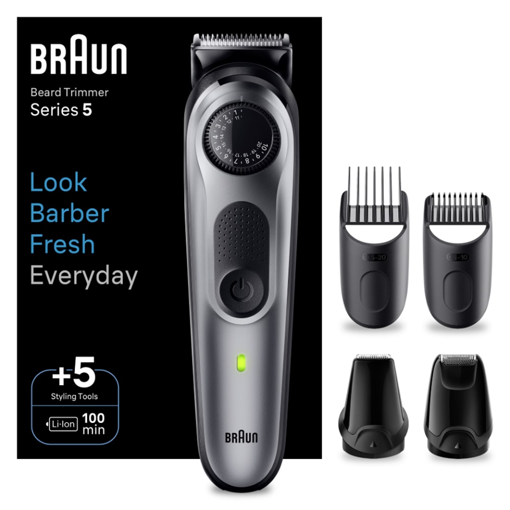 Aparat de tuns barba BRAUN BT5440, acumulator, 100 min autonomie, Wet&Dry, negru-gri