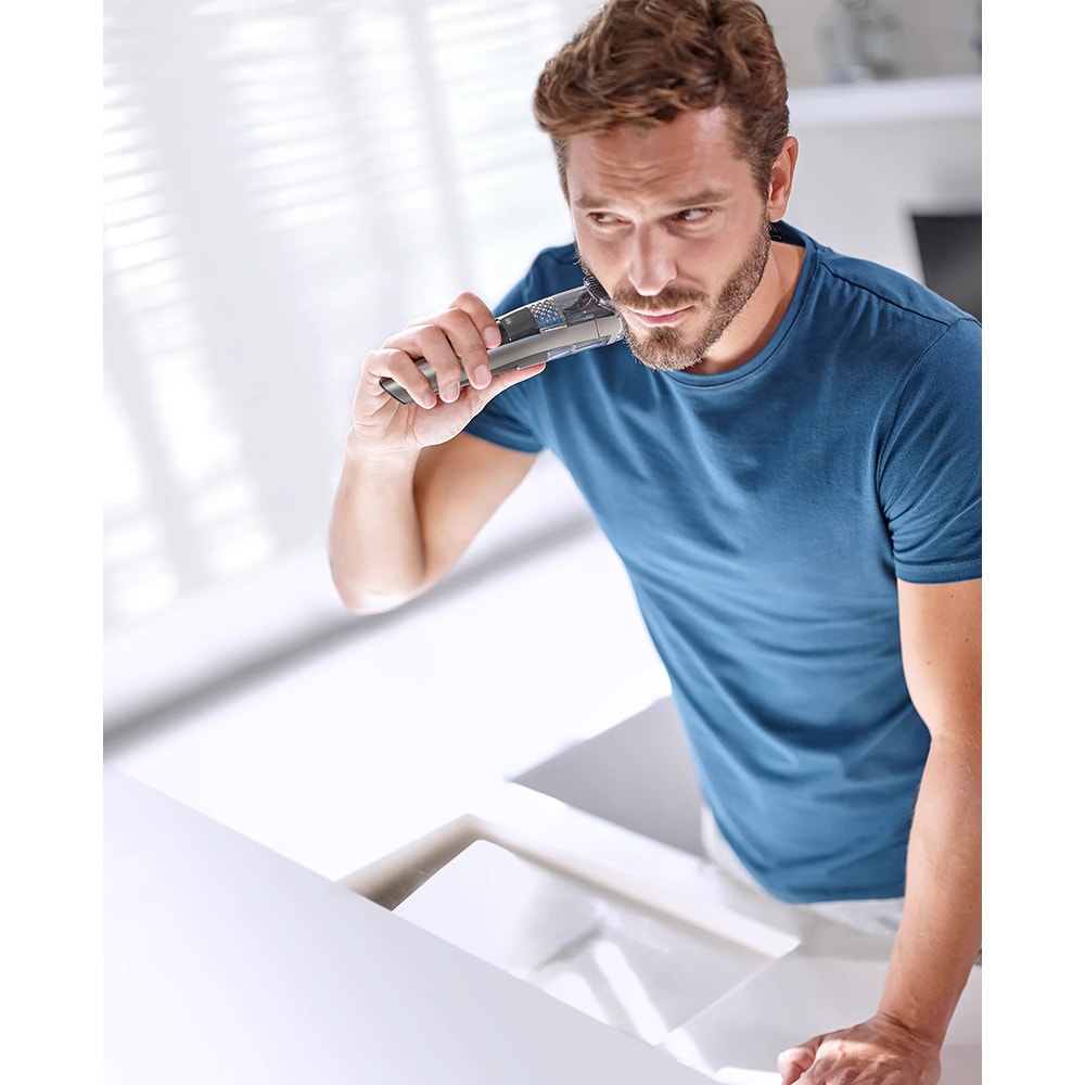 Set de tuns barba cu aspirator PHILIPS BT7210/15, acumulator, 75 min autonomie, argintiu