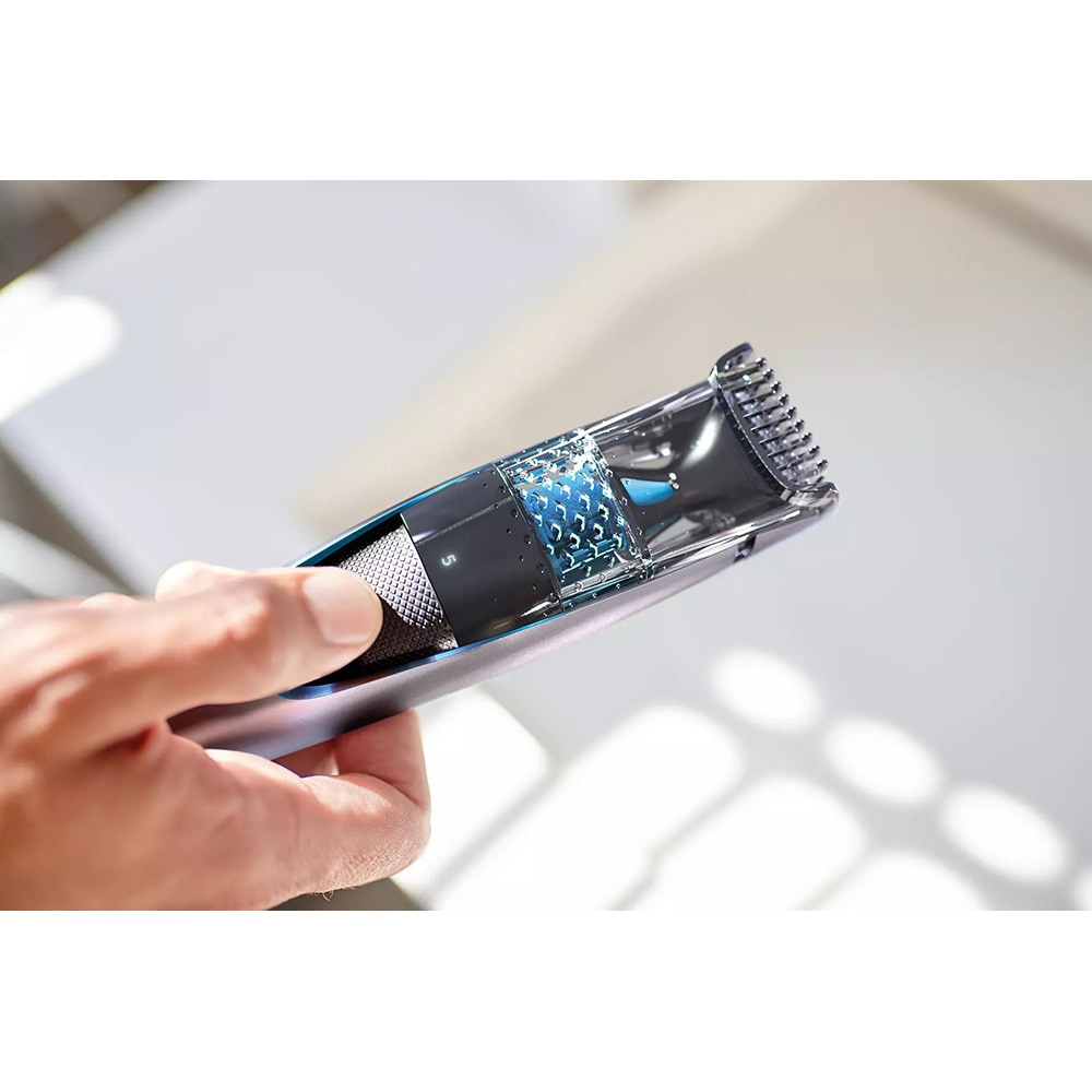 Set de tuns barba cu aspirator PHILIPS BT7210/15, acumulator, 75 min autonomie, argintiu