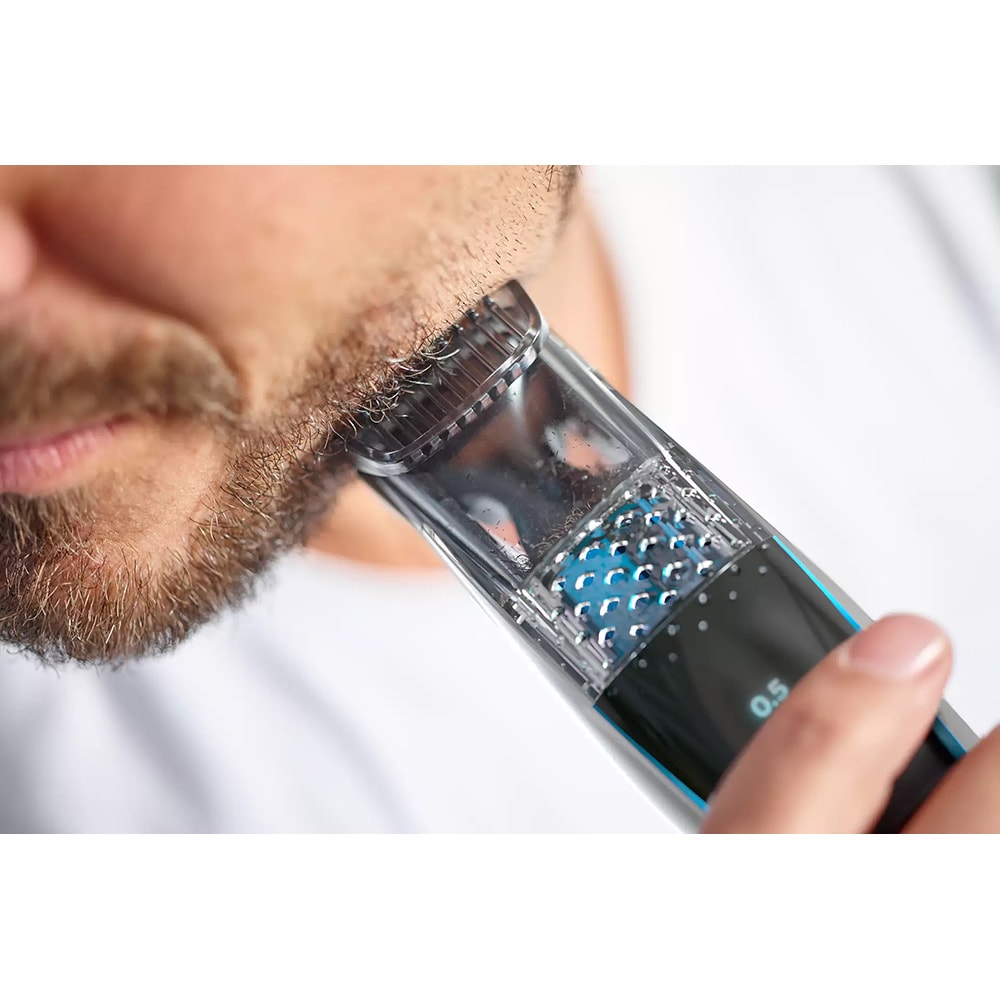 Set de tuns barba cu aspirator PHILIPS BT7210/15, acumulator, 75 min autonomie, argintiu