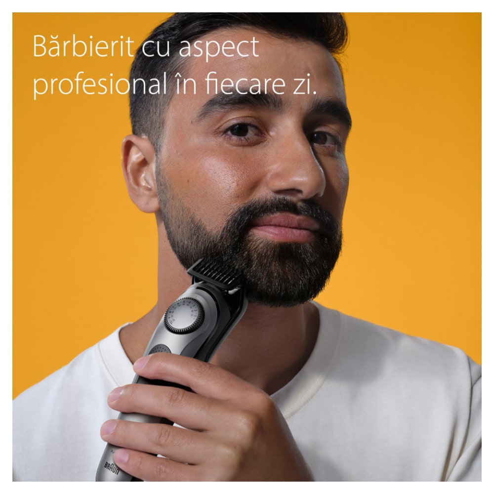 Aparat de tuns barba BRAUN BT7420, acumulator, 100 min autonomie, Wet&Dry,  negru-gri + Aparat de ras