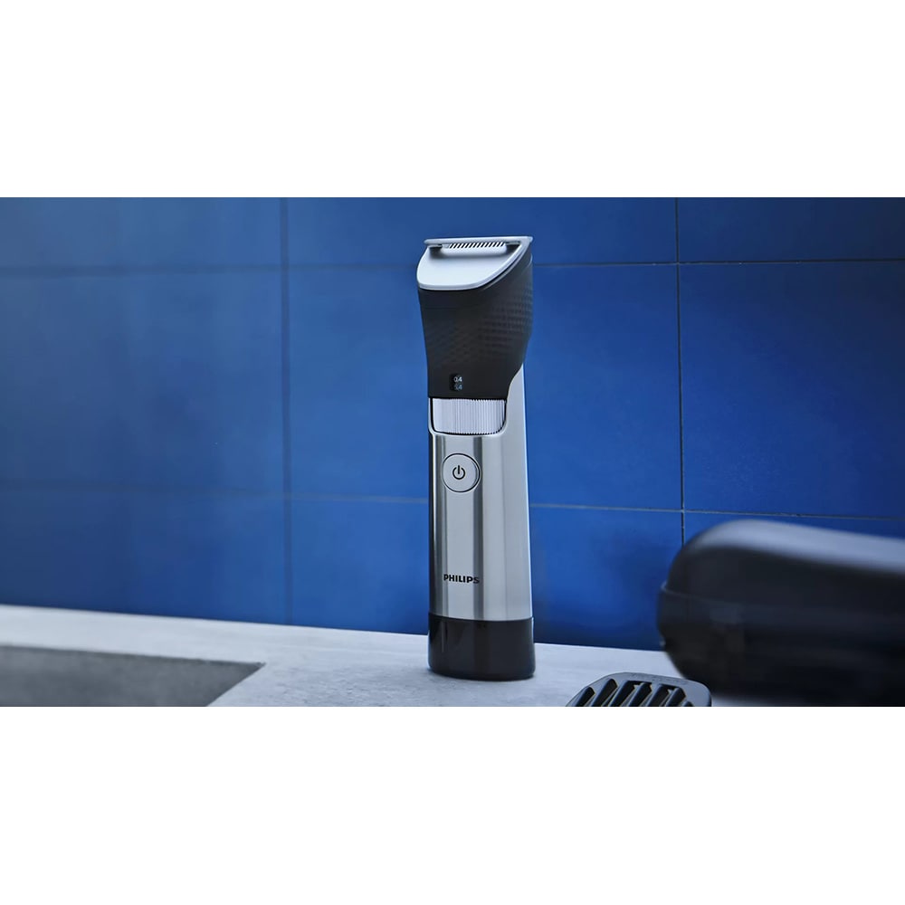 Aparat de tuns barba PHILIPS Prestige 9000 BT9810/15, acumulator, 120 min autonomie, argintiu