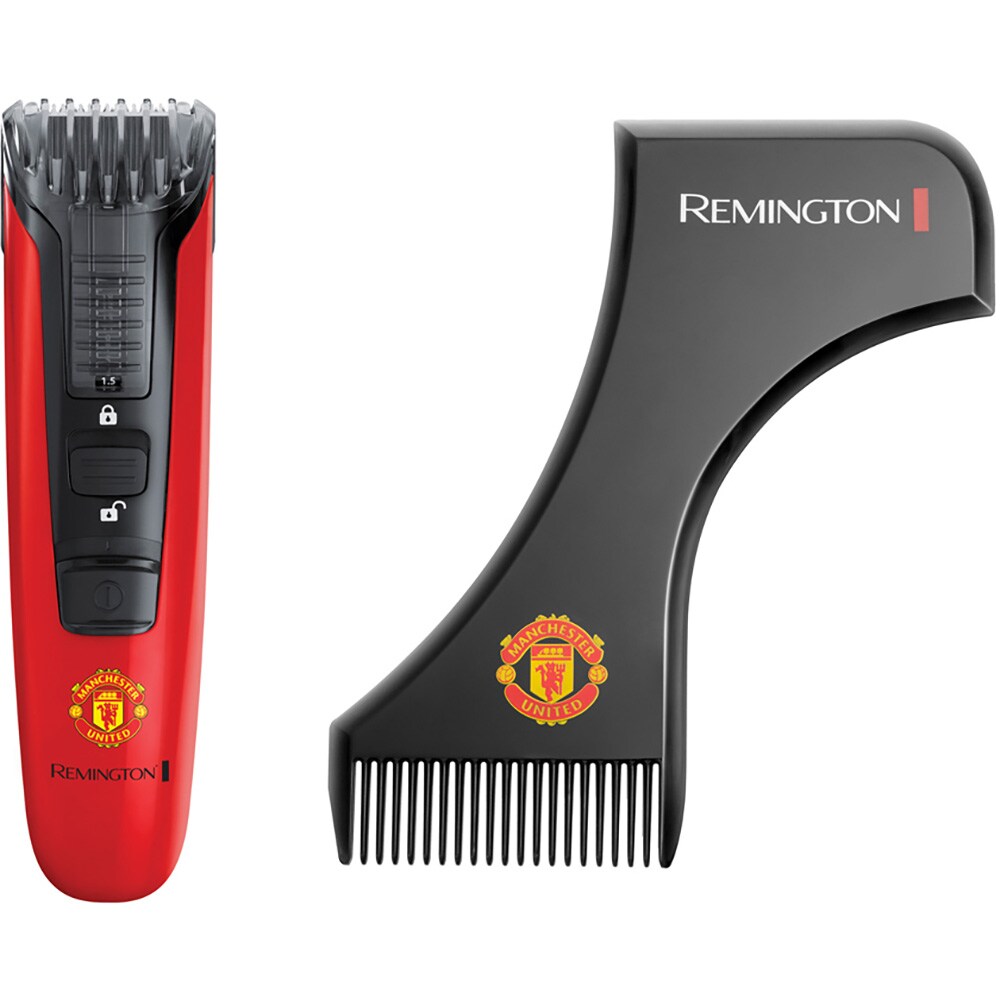 Aparat de tuns barba REMINGTON Beard Boss Manchester United Edition MB4128, acumulator, 40 min autonomie, rosu