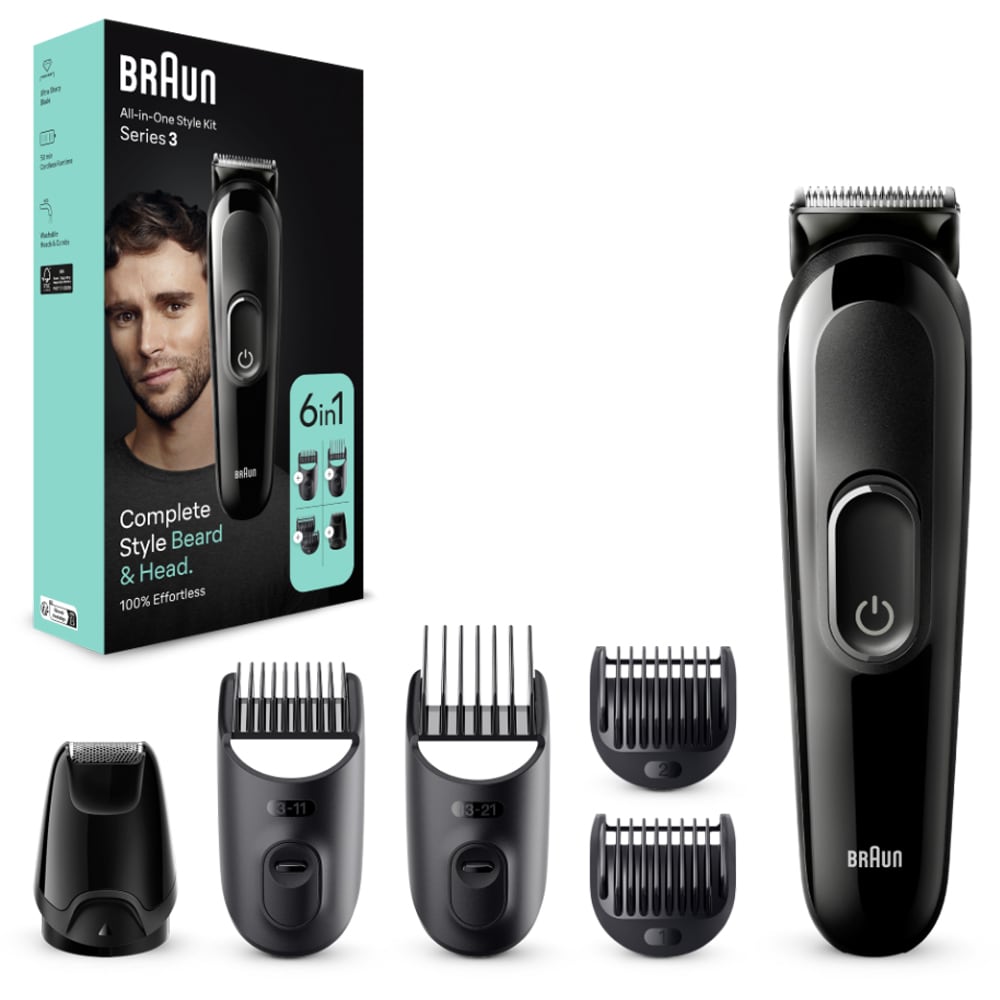 Aparat de tuns multifunctional 6 in 1 BRAUN MGK3410, acumulator,  50 min autonomie, Wet&Dry, negru