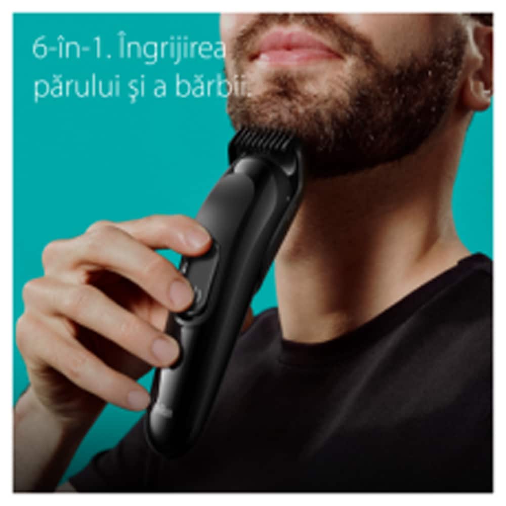 Aparat de tuns multifunctional 6 in 1 BRAUN MGK3410, acumulator,  50 min autonomie, Wet&Dry, negru