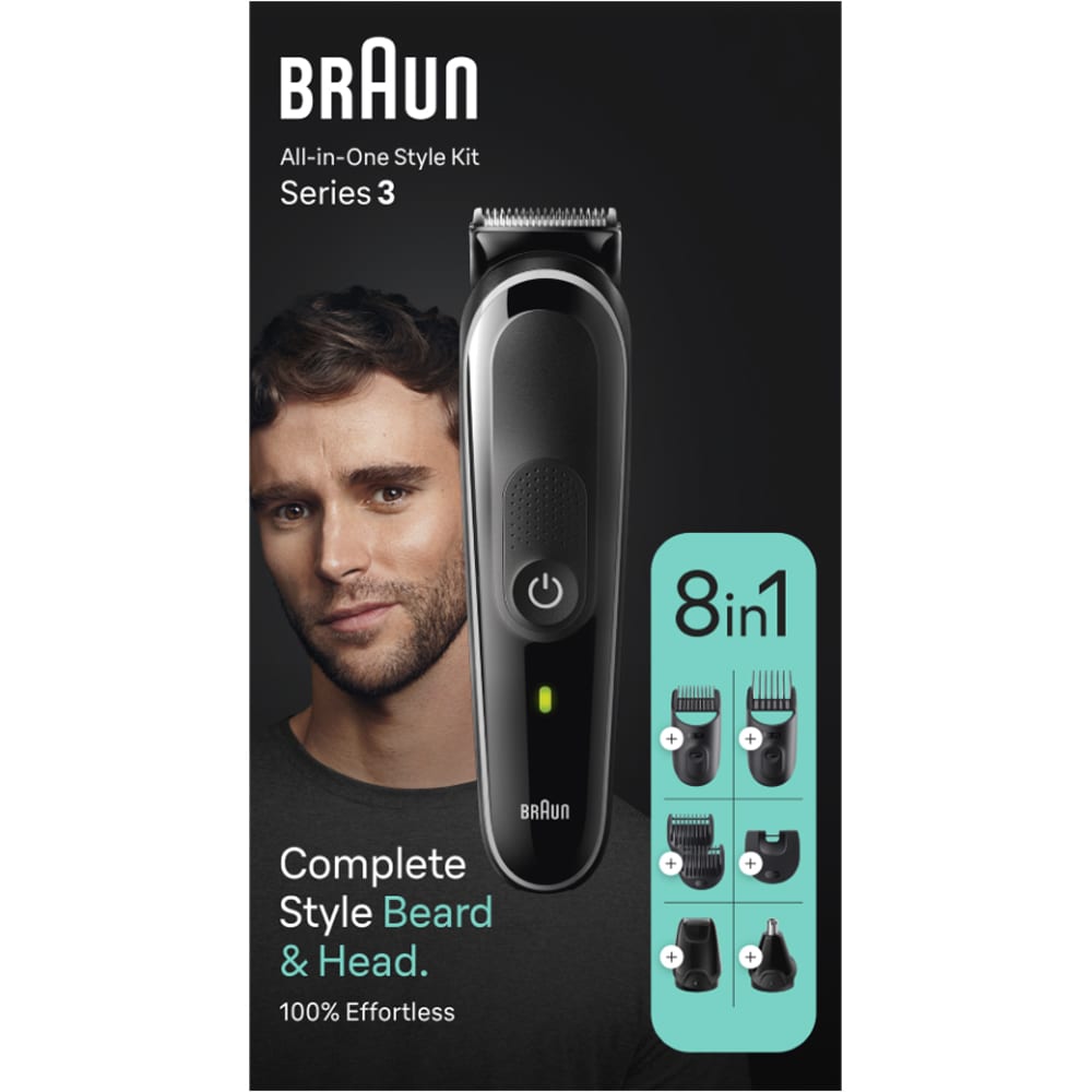 Aparat de tuns multifunctional 8 in 1 BRAUN MGK3440, acumulator,  50 min autonomie, Wet&Dry, negru