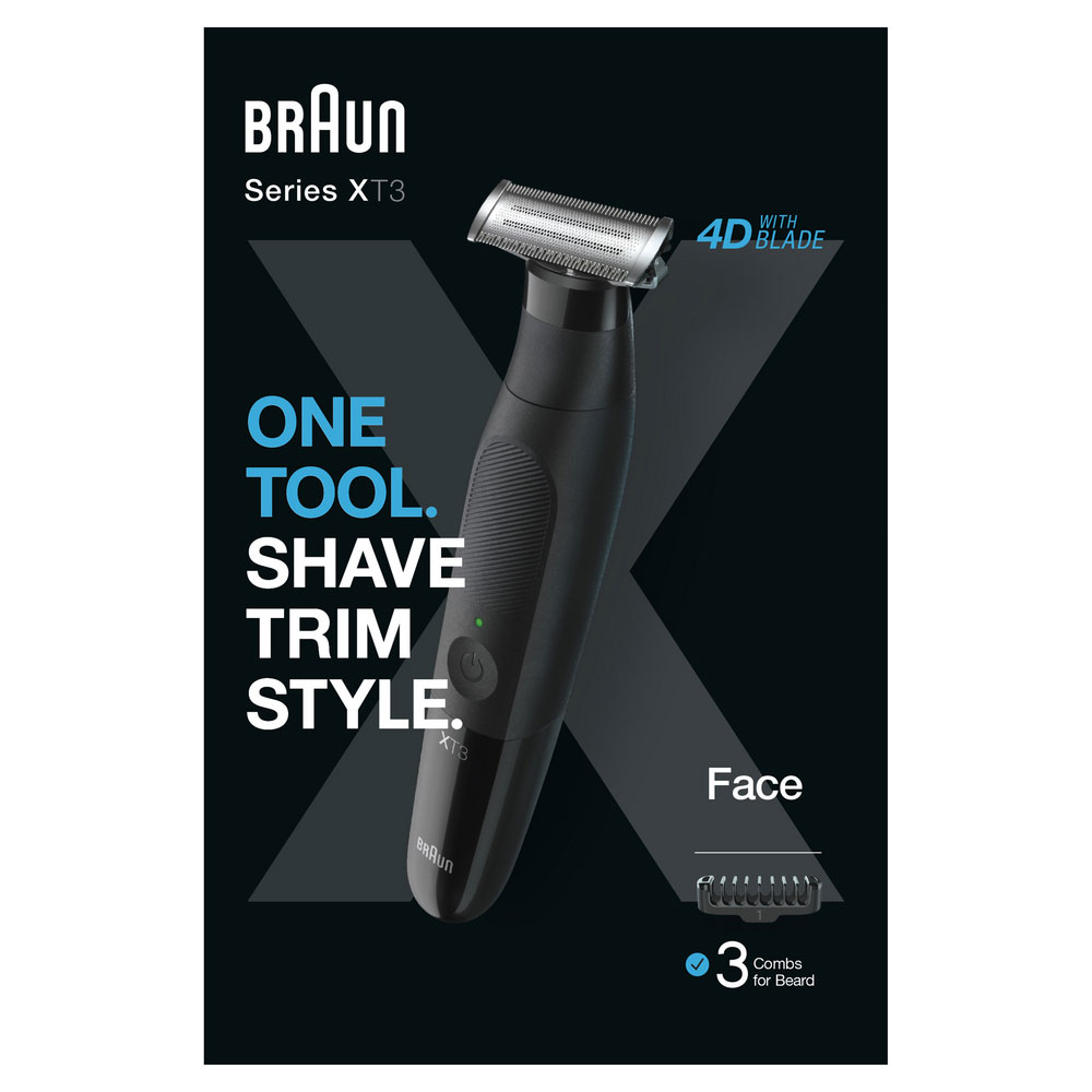Aparat hibrid de barbierit si tuns barba BRAUN Series X XT3100, Wet&Dry, autonomie 50 min, 1 element de taiere, negru