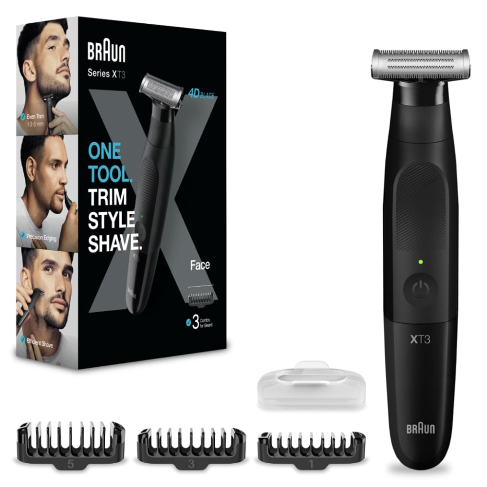 Aparat hibrid de barbierit si tuns barba BRAUN Series X XT3100, Wet&Dry, 45 min autonomie, 1 element de taiere, husa, negru