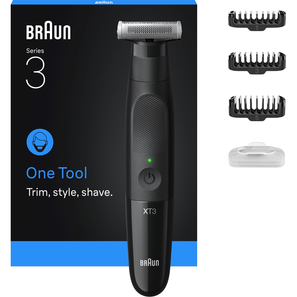 Aparat hibrid de barbierit si tuns barba BRAUN Series X XT3100, Wet&Dry, 45 min autonomie, 1 element de taiere, husa, negru