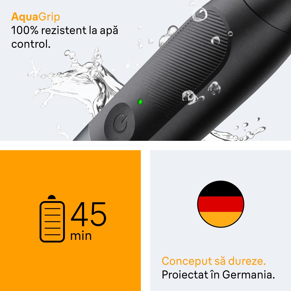 Aparat hibrid de barbierit si tuns barba BRAUN Series X XT5100, Wet&Dry, 45 min autonomie, 1 element de taiere, husa, negru-gri