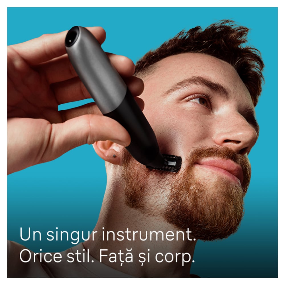 Aparat hibrid de barbierit si tuns barba BRAUN Series X XT5100, Wet&Dry, 45 min autonomie, 1 element de taiere, husa, negru-gri