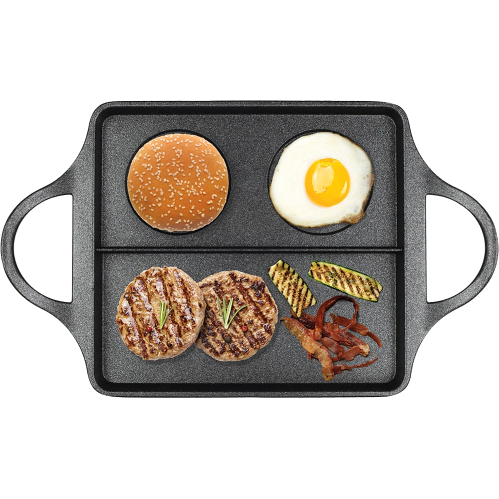 Placa grill BB burger RISOLI Explora, 40 cm x 24 cm, aluminiu reciclat, negru