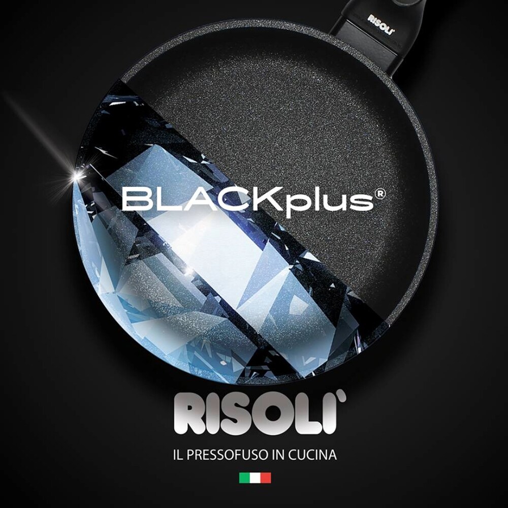 Tigaie RISOLI Black Plus, 28 cm, aluminiu reciclat, negru