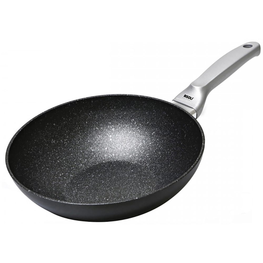 Tigaie wok RISOLI Granito Hardstone, 28 cm, aluminiu reciclat, negru