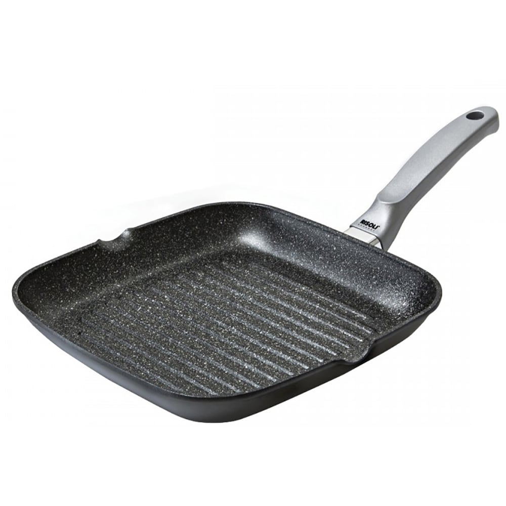 Tigaie grill RISOLI Granito Hardstone, 26 x 26 cm, aluminiu reciclat, negru