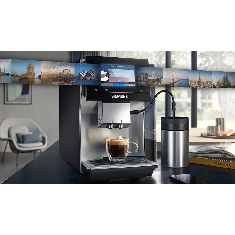 Espressor automat SIEMENS EQ700 TP705R01, 2.4l, 1500W, 19 bar, gri inchis