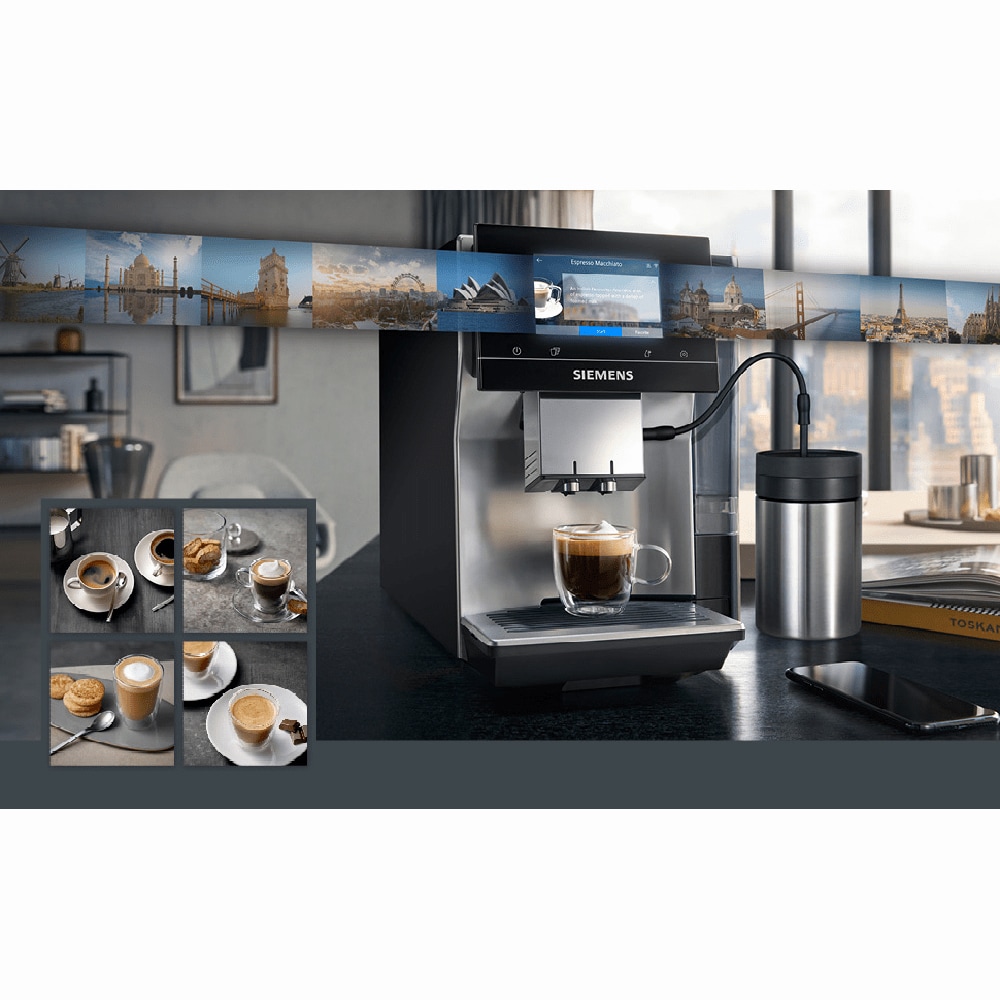 Espressor automat SIEMENS EQ700 TP705R01, 2.4l, 1500W, 19 bar, gri inchis