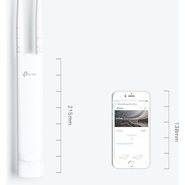 Wireless Access Point TP-LINK EAP110-Outdoor V3, 300 Mbps, IP65,  alb