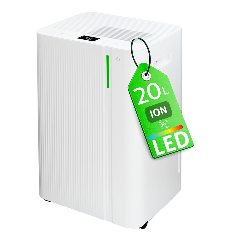 Dezumidificator TURBIONAIRE LEVI 20 ION, 20 l/zi, 280W, rezervor 4.5l, Ionizare, alb