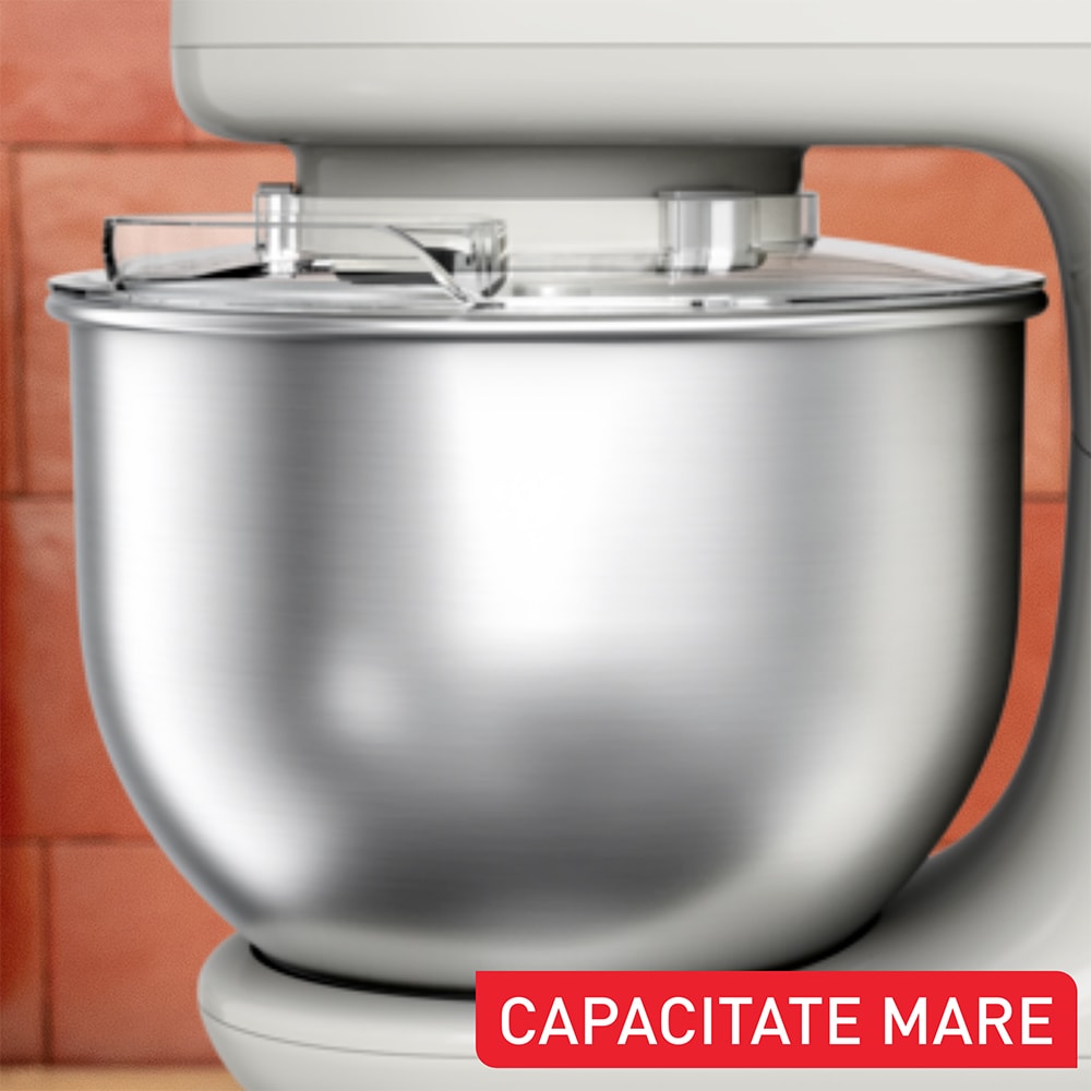 Robot de bucatarie TEFAL Essential QB160138, vas 4.8l, 800W, 6 trepte viteza, alb-argintiu