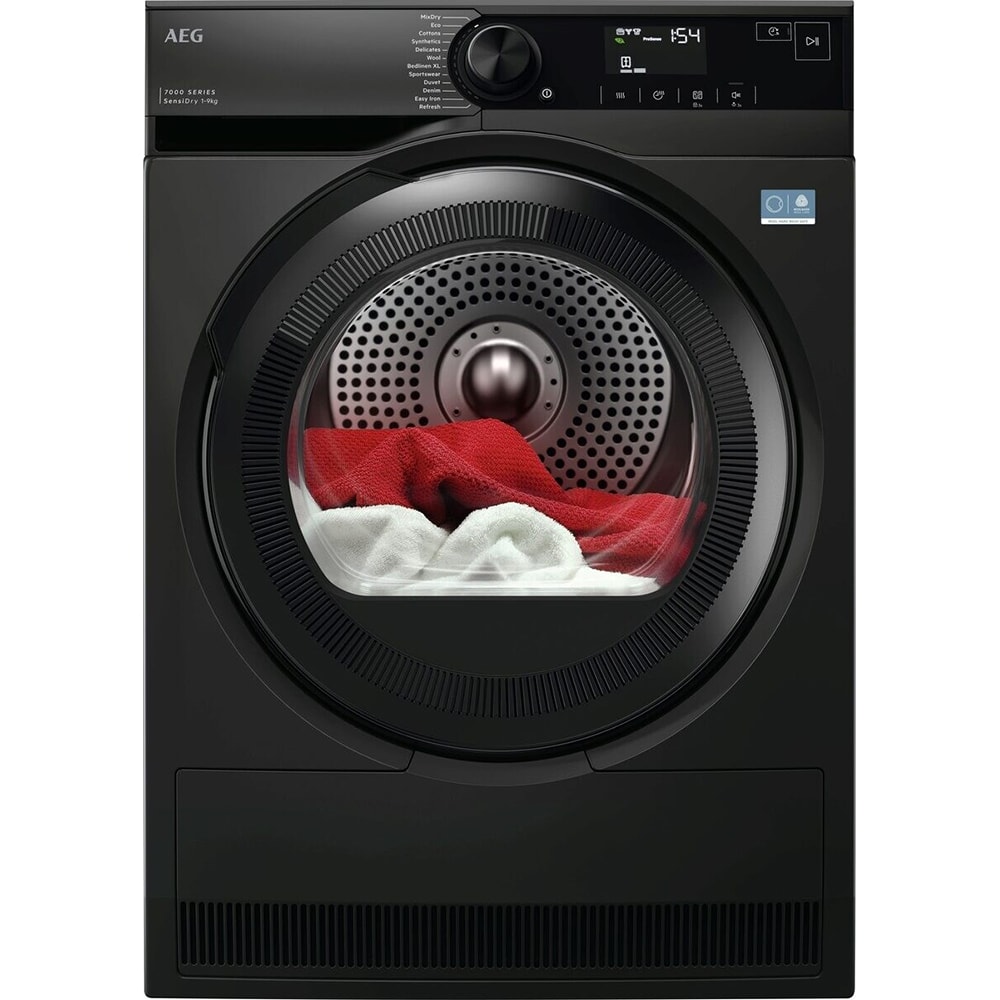 Uscator de rufe AEG Seria 7000 TR7394DE, Pompa de caldura, 9 kg, 12 programe, Clasa C, argintiu inchis