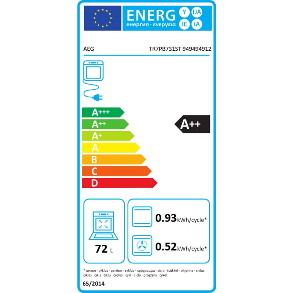 Cuptor incorporabil AEG TR7PB731ST, Electric, Gatire cu abur, Autocuratare pirolitica, 72 l, Clasa A++, Wi-Fi, negru