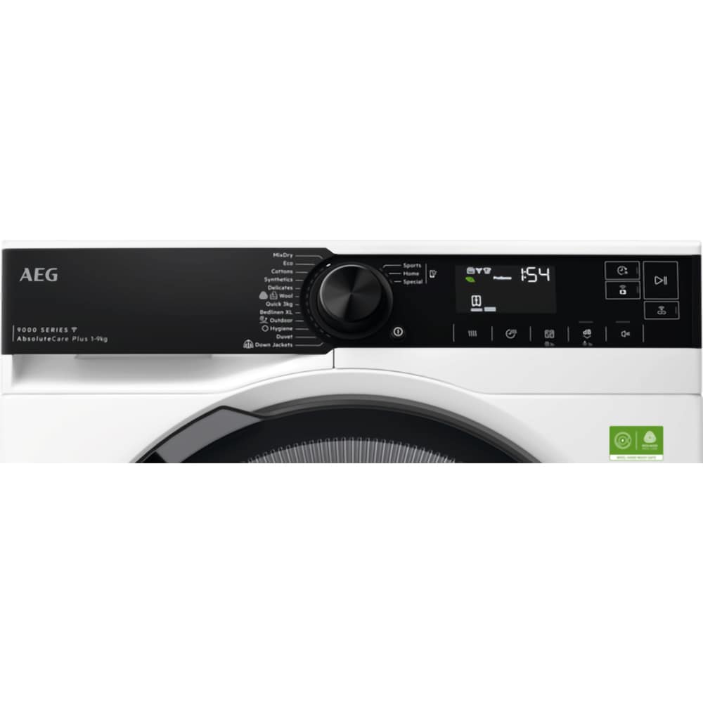 Uscator de rufe AEG TR9396CE, AbsoluteCare, Pompa de caldura, 9 kg, 15 programe, Clasa B, Wi-Fi, alb